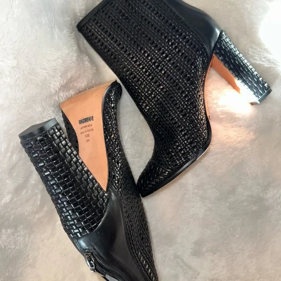 Schutz Black Textured Heeled Boots. NWOT - Picture 3 of 6